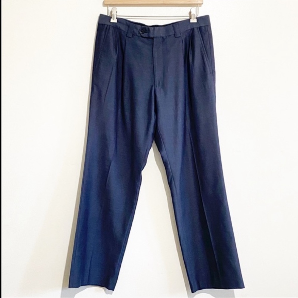 Steve Harvey “Royce” navy blue semi pleated dress pant